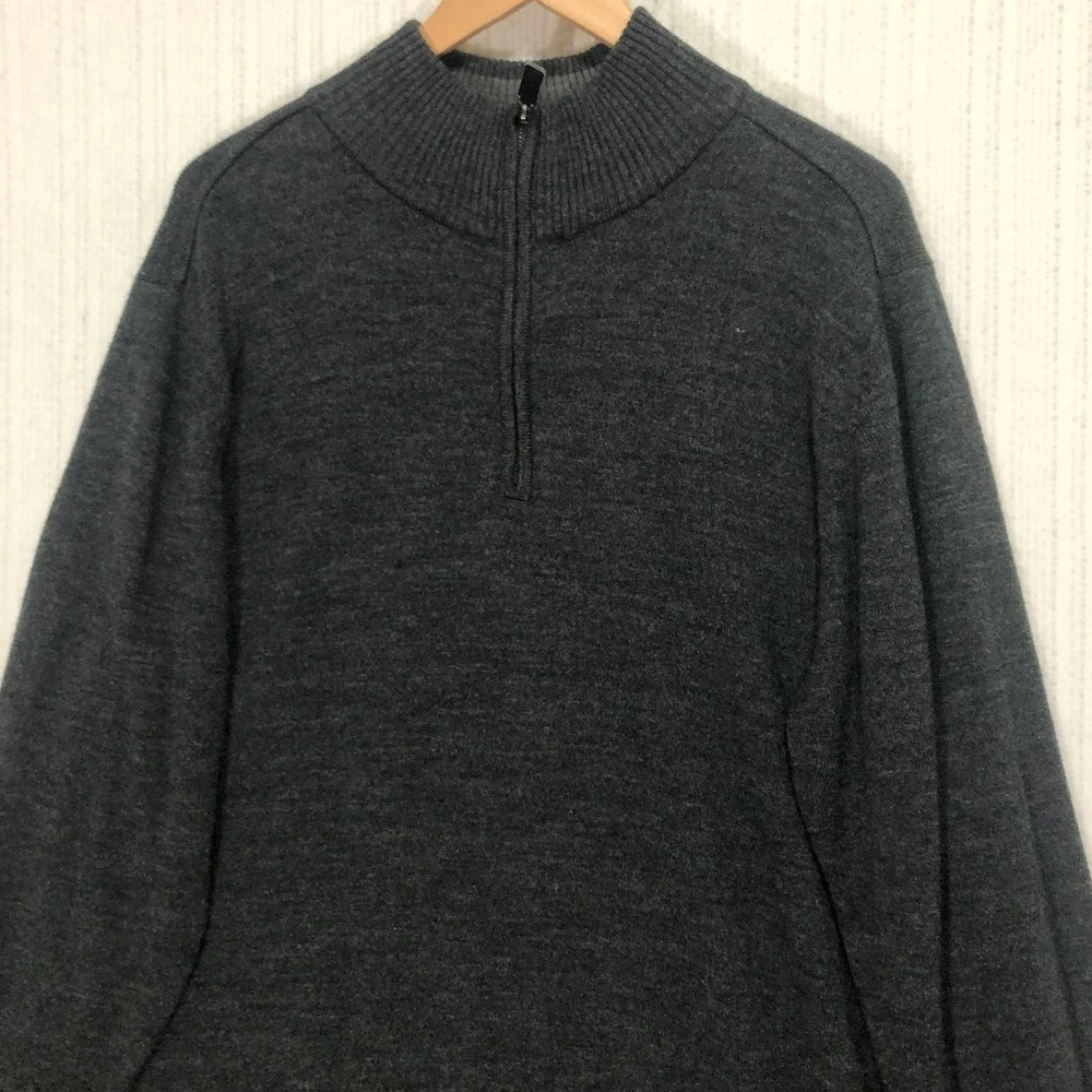 Tricots Raphael Quarter Zip Pullover Sweater Mock Neck Gray‎ XXL